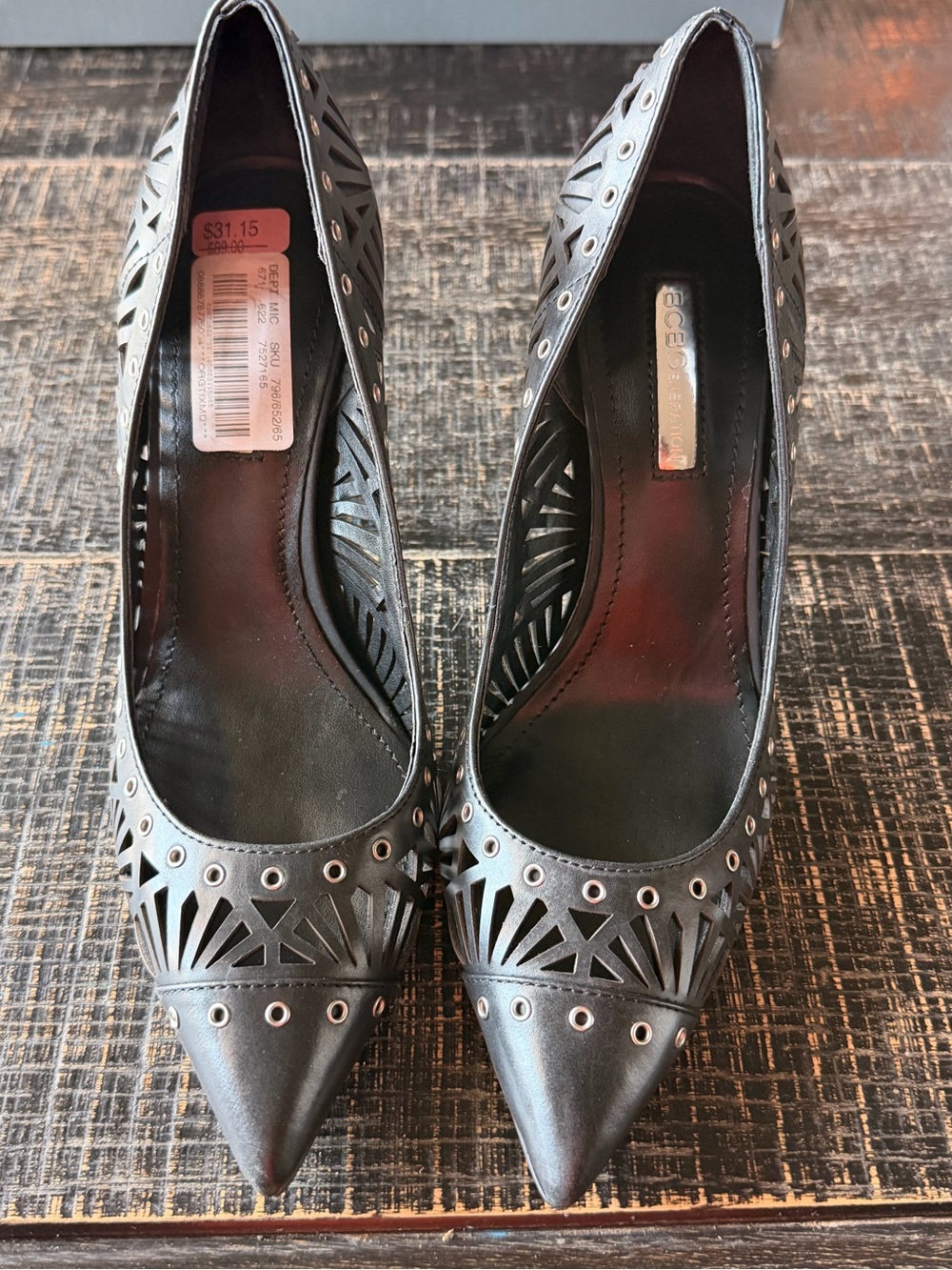 BCBG Black Pointed-Toe Cutout Pumps